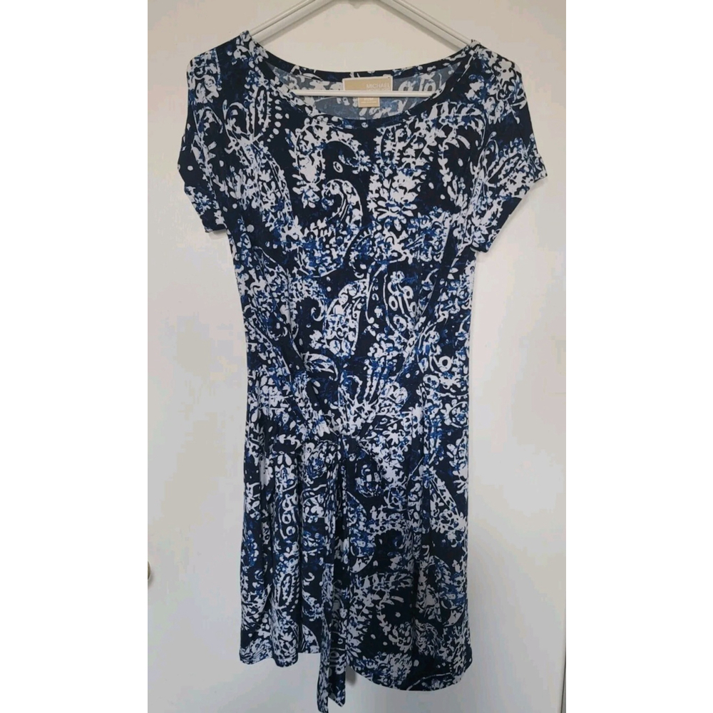 Michael Michael Kors Blue Multi Tie Waist Dress P/M